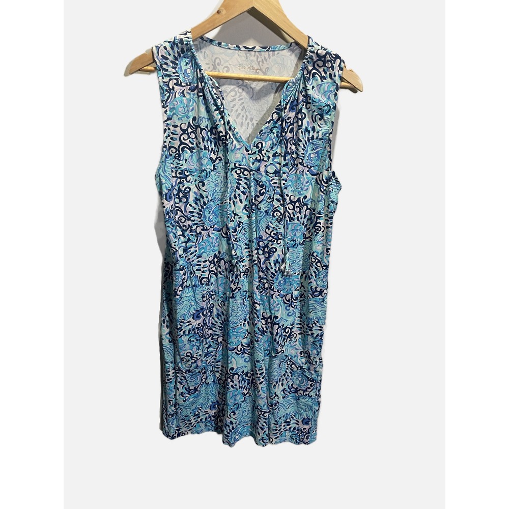 Lilly Pulitzer Shift Dress Womens Large Blue Paisley Sleeveless Resort Summer - Picture 2 of 5